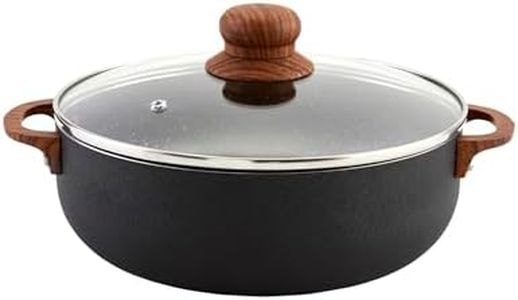 IMUSA USA Black CHI-00052 4.4Qt Stone Caldero with Woodlook Handles and Knob, 4.4 Quart