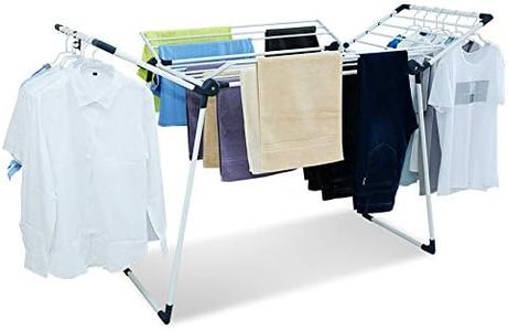 YUBELLES Clothes Drying Rack Adjustable Gullwing and Foldable Space-Saving Laundry Rack for Indoor or Outdoor Use, Grey