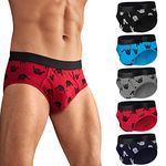 CONKEND Mens Underwear Briefs Bamboo Rayon Briefs for Mens Soft Breathable Comfortable U Pouch Briefs Multipack, B13:cotton Gesture 5 Pack (Fly), M