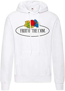 Fruit of the Loom SS026M - Felpa con cappuccio da uomo, Bianco – Logo vintage grande, L