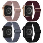 CCnutri 4 Pack Stretchy Nylon Strap Compatible with Apple Watch Straps 38mm 40mm 41mm 42mm(series 10), Adjustable Sport Elastic Bands for iWatch Series 10/9/8/7/6/5/4/3/2/1/Ultra/Ultra 2/SE