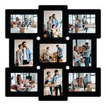 PICRAZEE Wooden Photo Frame For Wall Decor Big Size Multiple Photo Collage Photo Frame | Birthday Gift | Anniversary Gift (Size 23x23 inch) (9 Photos), Rectangular