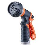 Garden Hose Pipe Spray Gun, Hoselock 8 Adjustable Patterns Garden Hose Nozzle, High-Pressure Anti-Slip Water Hose Nozzles Spray Gun for Garden & Lawns Watering, Car & Bike Washing and Pets Bathing