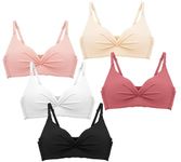 Happy Cherry Girls Ruched Padded Bra Teens Seamless Wirefree Bras Push Up Sports Bra Adjustable Straps Training Bra 6 Pack