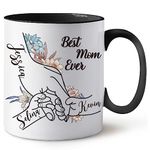 Mothers Day Birthday Gifts from Daughter Son Kids, Personalized Mom Grandma Mug with Name 11oz, Best Mom Ever Present, Birthday Unique Gifts for Mom Stepmoms Wife Women - 7 Color (Mom Mug)