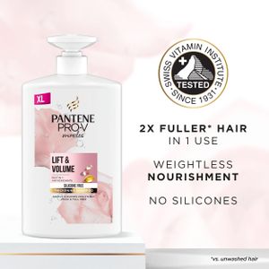 Pantene Lift'N'Volume Thickening Shampoo with Biotin, Silicone-Free, 1000ml XL Pump