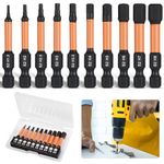 Bohoray 10 Pcs Impact Hex Head Allen Wrench Drill Bit Set, Screwdriver Bit Sets Magnetic, Hex Shank S2 Steel Torx Bit Set for Electric Manual Screwdrivers, Socket Adapter, Ratchet Wrench