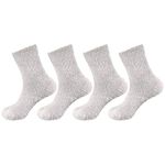 Men's Extra Large Comfy Soft Warm Plush Slipper Bed Fuzzy Socks - Soft Grey - 4 Pairs