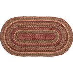 VHC Brands 69418 Cider Mill Jute Collection 27 x 48 Inch Country Braided Oval Entryway Area Rug with Non Slip Pad, Burgundy and Tan