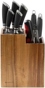 Navaris Porta Cuchillos Cocina y Utensilios Cocina - Soporte Cuchillos Cocina de Madera Acacia - Organizador Cuchillos y Almacenaje Cocina - Tacoma Cuchillos 24 x 18,5 x 10,5 cm