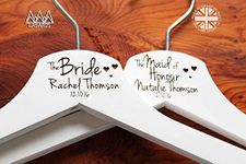 Personalised Hearts Bridesmaid Wedding Hanger in White - Hanger Engraved Wedding Gift Bride, Bridesmaids and more.