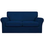 Easy-Going 3 Pieces Couch Covers for 2 Cushion Couch Stretch Loveseat Slipcover Proof Fitted Furniture Protector Spandex Sofa Loveseat Cover Washable Furniture Protector for Pets, Kids (Medium, Navy)