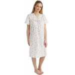 iTRONiK Ladies Floral Incontinence womens Open Back Nightie Hospital Nightdress For Continence Problems Maternity Dress Polycotton Nightdresses UK Size 8-30 (Pink, 12-14)