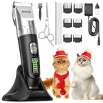 oneisall Dog Clippers,5-Speed Quiet Dog Clippers for Grooming,Cordless Low Noise Electric Pet Shaver Dog Hair Clippers,Professional Dog Grooming Clippers with Stand Base, Clippers for Dogs Cats Pets