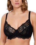 HSIA Minimizer Bra for Women - Plus Size Bra with Underwire Woman's Full Coverage Lace Bra Unlined Non Padded Bra Black