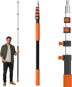 AgiiMan 26FT Reach Telescoping Pole - 5 to 20FT Extension Pole, Portable Aluminum Telescoping Rod with Easy Flip Lock, Paint Roller Extension Poles for Paint Dusting, Window Cleaning