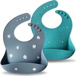 Moonkie Silicone Baby Bibs Set Of 2 | BPA Free Waterproof | Soft Flexible Adjustable Silicone Bibs for Babies & Toddlers(Tradewinds/Teal)