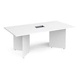 Office Monster Pennington rectangular boardroom table 2000mm x 1000mm in white with central cutout and Aero power module