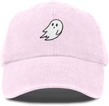 DALIX Ghost Embroidered Mens Womens Cotton Dad Hat Baseball Cap Adjustable in Washed Pink