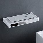 Bathroom Toilet Phone Holder Shelf Wall Mount, Anti-Slip,White ABS