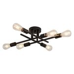 ZGLAOJT 6-Lights Semi Flush Mount Ceiling Light Fixture，Black Industrial Chandelier，Farmhouse Lighting for Dining Room Living Room Kitchen Bedroom