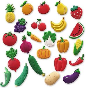 Fruit Fridge Magnets Vegetable Refrigerator Magnets Fruit Whiteboard Magnetic Stickers for Home Decoration 24 Pieces (Fruit and Vegetable)