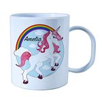 The Supreme Gift Company Personalised Plastic Unbreakable Kids Cup, Toddler Cup Unicorn for Girls BPA FREE