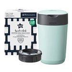 Tommee Tippee Twist and Click Advanced Nappy Bin, Eco-Friendlier System, Includes 1x Refill Cassette with Sustainably Sourced Antibacterial GREENFILM, Green