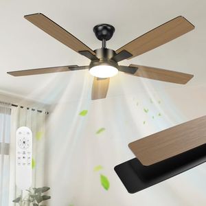 Mefine 2 Farben Umdrehbare Flügel Deckenventilator mit Beleuchtung, 132cm Große Deckenventilator mit Licht und Fernbedienung, Leise Lampe mit Ventilator für Wohnzimmer, Schlafzimmer, Outdoor Terrasse