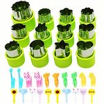 12 Pcs Vegetable Cutter Shapes Set,Accfore Stainless Steel Mini Sealer Cookie Cutters Vegetable Fruit Cutters Shapes with 20 Food Picks for Kids