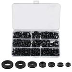 260 Pcs Rubber Grommets Assortment Kit, Rubber Grommet Electrical Conductor Gasket Ring Assortment Kit, Cable Holes Conductor Wiring Blanking Gasket Ring, for Protecting Wires, Plugs, Cables Holes