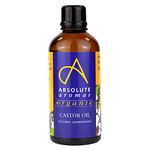 Absolute Aromas Organic Castor Oil 250ml in Glass - 100% Pure and Natural Carrier Oil - for Massage, Aromatherapy and Blending Essentials Oils