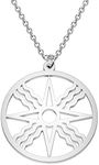 CENWA Stainless Steel Seal of Shamash Symbol Pendant Necklace Sun Symbol Necklace, 3, Stainless Steel, No Gemstone