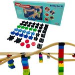 TOY2 Builder Set XL, 44 Pieces, Compatible with Brio & Lego Duplo, Sustainable Wooden Train Set Rail Connector Pack