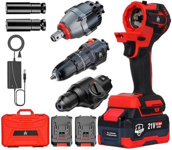 JPT 3-in-1 21V Brushless Cordless Multi-Tool Kit, 3-Speed Power Unit with Impact Drill/Driver, Impact Wrench, 2-20 Rotary Hammer Attachment