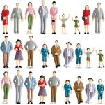 Lewtemi 28 Pcs People Figurines 1: 25 Scale Mini Architectural Plastic People Figures Small Dollhouse People Tiny Figures Painted Model Train People