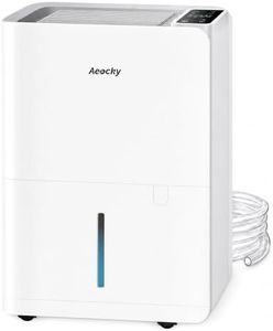 AEOCKY 50 Pint/Day Compressor Dehumidifier, 3500Sq.Ft for Basement, Home, Bedroom, Bathroom, with Drain Hose, 0.8 Gallon Water Tank Capacity, Intelligent Humidistat, Quiet