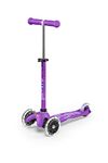 Micro Scooters | Mini Micro Deluxe LED Children's Scooter | Handlebar Adjustable | Light Up Wheels | 2-5yrs | Boys & Girls | Purple