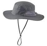 Connectyle Men's UPF 50+ Wide Brim Boonie Hat Breathable Fishing Hiking Sun Hat, Dark Grey, Large