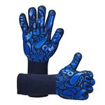 INKBIRD BBQ Grill Gloves Blue 1472℉ Extreme Heat Resistant Grilling Gloves Non-Slip Silicone Insulated Grill Mitts for Cooking Baking Grill Welding Smoker