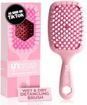 FHI Heat UNbrush Detangling Brush for Pain-Free Brushing on All Wet or Dry Hair Types — Durable DuoFlex Anti-Static Bristles, Lightweight Handle, Vented Hair Brush, Peony Light Pink