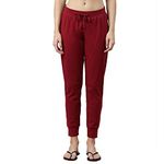 Enamor Essentials Women's Mid Rise Relaxed Fit Stretch Cotton Lounge Jogger with Drawstring and Pockets- E066(E066-Mahogany -L)