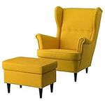 IKEA STRANDMON Armchair and Footstool, Skiftebo Yellow