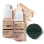 PHOERA Foundation Makeup,2PCS Face Foundation,Foundation Full Coverage Perfect 30ml Makeup Oil-Control Concealer,Long Lasting Waterproof Blendable Concealer,Great Choice and Gift (2PCS 102)