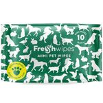 FRE SHWIPES Award-Winning MINI Pet Wipes - Biodegradable, Odour Removing, Wet Wipes for All Pets including Dogs, Cats, Horses - Lavender and Mint Scent – Approved by Vets, Pack of 10 wipes