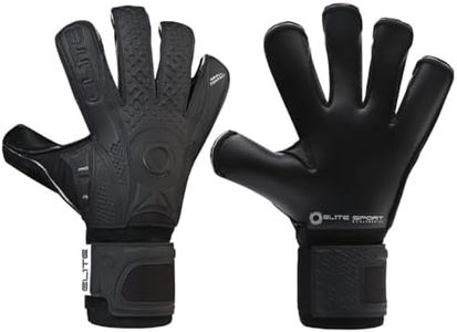 Elite Sport Black Goalkeeper Gloves, Removable Finger Spines, Pro-Level Goalkeeper Gloves for Superior Grip and Control (Black Solo, 4mm Control MB Latex)