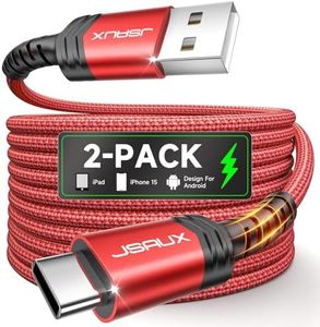 JSAUX USB C Cable [2-Pack 10ft], USB A to USB Cord Fast Charging for iPhone 17e, iPhone Air, iPhone 17, iPhone 17 Pro Max, iPhone 16/iPhone 15 Series, Samsung S20 S10, Note 20 10, Car Play - Red
