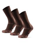 DANISH ENDURANCE 3-Pack Merino Wool Hiking Socks, Anti-Blister Padding, Moisture-Wicking, for Men, Women & Kids, Oak Brown, Large