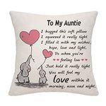 Auntie Gift Elephant Cushion Cover Hug Gift Throw Pillow Cover for Auntie Aunt from Niece Nephew Aunt Birthday Gift Thanksgiving Gift (Auntie)