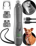 Dog Nail Grinder with LED Light, Rechargeable Dog Nail Clippers for Large Dogs, Medium & Small Dogs, Professional Pet Nail Grinder for Dogs Quiet Soft Puppy Grooming, Cat Nail Grinder (Grey, Grey)